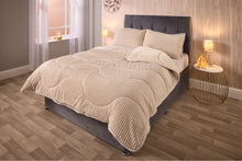 Load image into Gallery viewer, Huggleland Easy Wash Reversible Coverless Velvet Cord and Teddy Sherpa 10.5 Tog Duvet and Pillowcase
