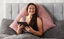 Load image into Gallery viewer, Huggleland Pink Teddy V-Shape Pillow
