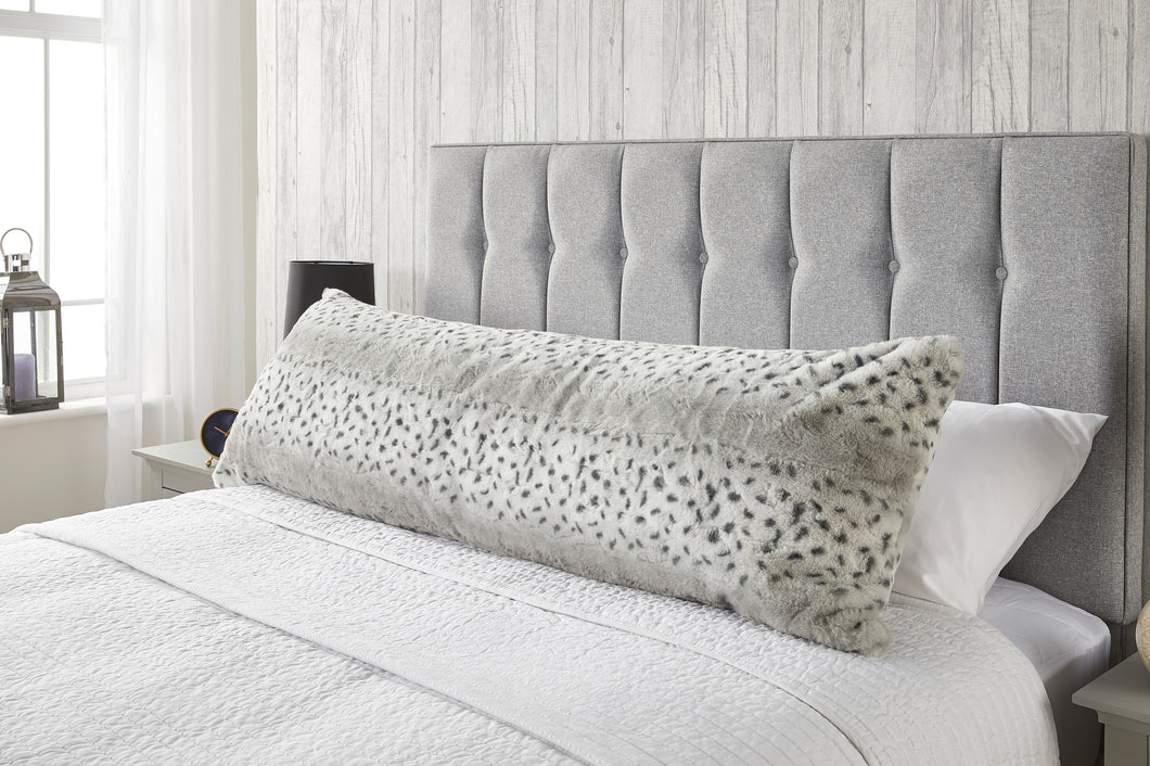 Huggleland Grey Snow Leopard Bolster Pillow