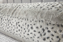 Load image into Gallery viewer, Huggleland Grey Snow Leopard Bolster Pillow
