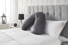 Load image into Gallery viewer, Huggleland Charcoal Teddy V-Shape Pillow
